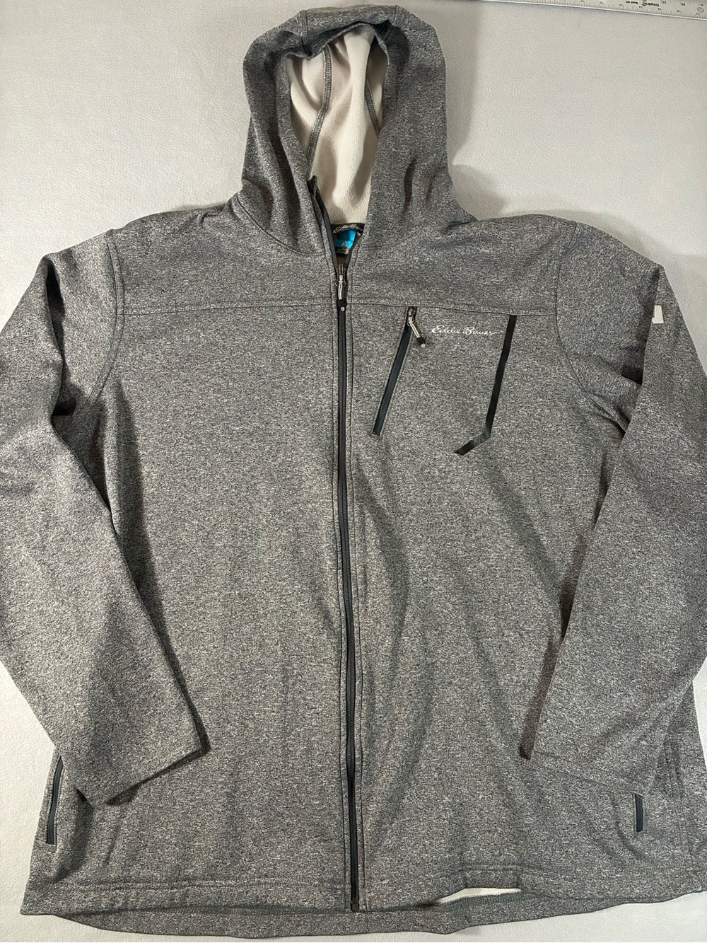NWOT Eddie Bauer Heather Gray Hooded Full-Zip Jacket. Mens 3XL Tall